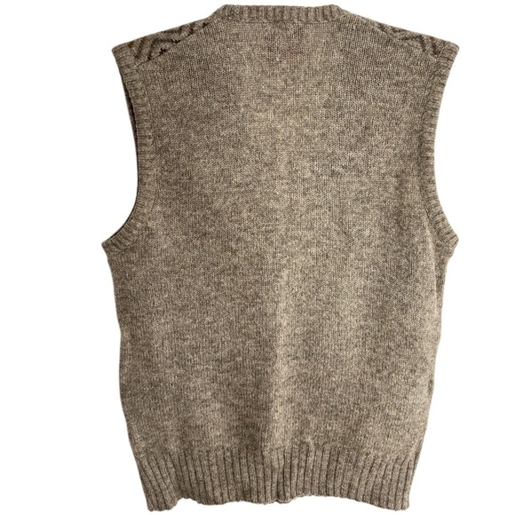 VTG Robert Bruce Sweater Vest Herringbone Mens Medium Tan Brown Gray Made In USA - Picture 2 of 13